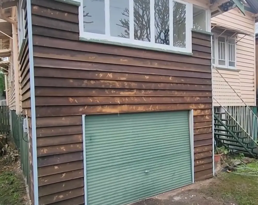 Weatherboard exterior prepared for timber repair and restoration